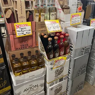 a variety of bottles and boxes