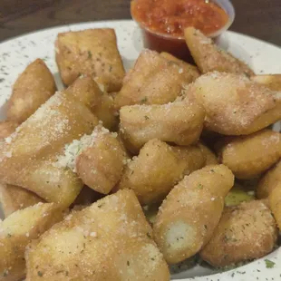 a plate of fried ravioli