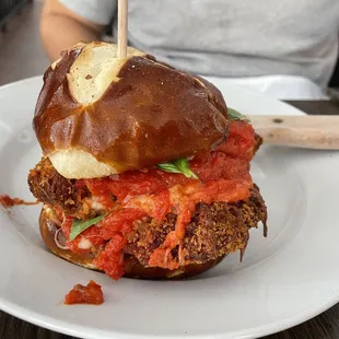 Chicken Parm, $16 (tomato sauce, mozzarella, basil)