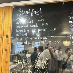 Breakfast food menu
