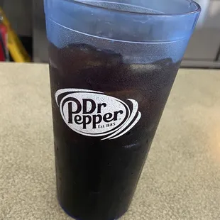 Big glass of ice cold Dr Pepper