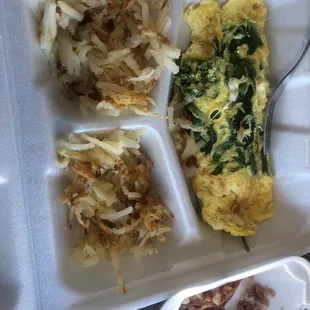 Spinach omelette with crispy potatoes- delicious!