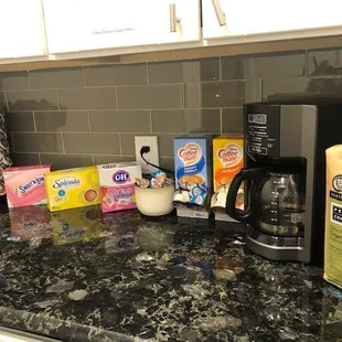 Coffee bar set up per our instructions--she did great with all of it!