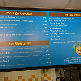 the menu and prices