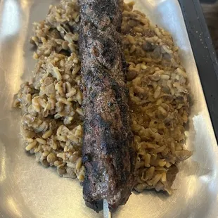 Kafta Kabob and Lentils &amp; Rice