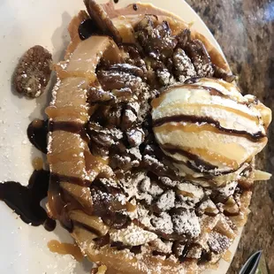 Turtle Sundae Gluten-Free &amp; Dairy-Free (minus ice cream) waffle YUM!