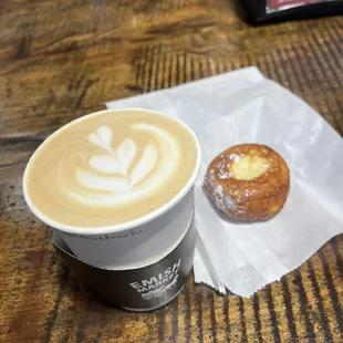 Peppermint mocha latte and cheesecake bite