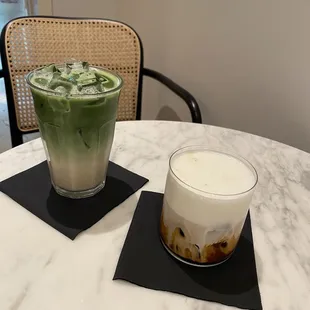 Matcha latte &amp; iced cappuccino