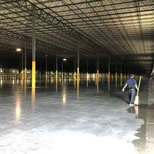 Warehouse floor cleaning