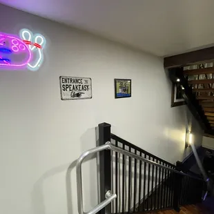 Speakeasy entrance to bowling alley