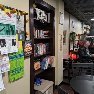 Find local activities on the bulletin board, then grab a book and stay a while.