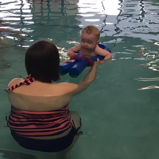 Learning balance in the water.