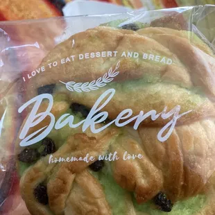 Coconut raisin pandan pastry