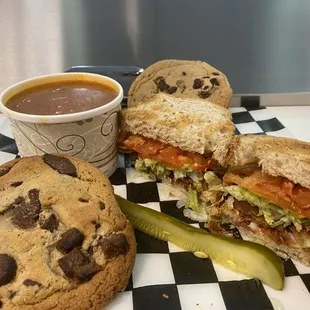 BLT , soup and cookies