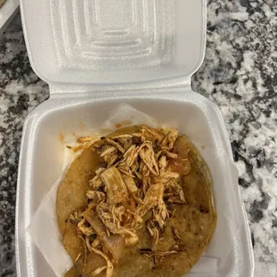 Chicken Tinga on corn tortilla
