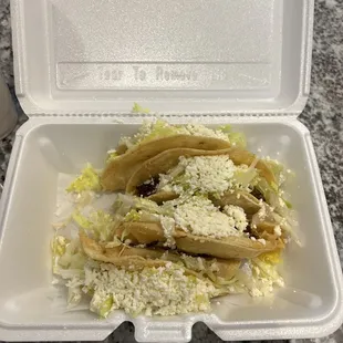 Fried ground beef tacos