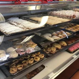 One of 3 displays of baked goods.