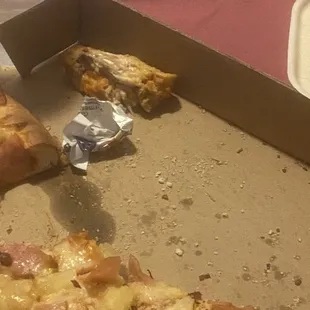 a half eaten pizza