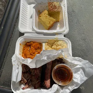 2 Way Dinner - Pulled Pork &amp; Pork Ribs,  Yams, Potato Salad, Cornbread