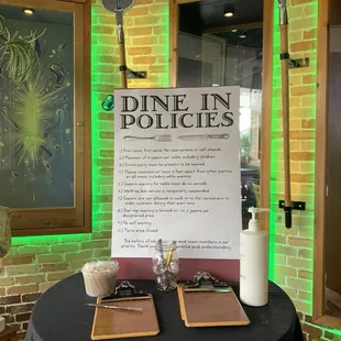 Dine-In Policies