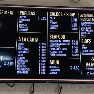 Updated menu Aug 2020