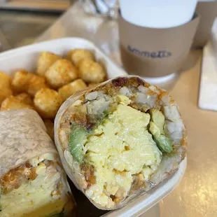 Breakfast Burrito with Tater Tots