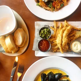 two plates of food on a table