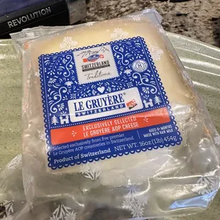 a package of cheese sitting on a counter