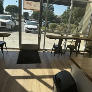 Inside.....bar-like seating with a view!