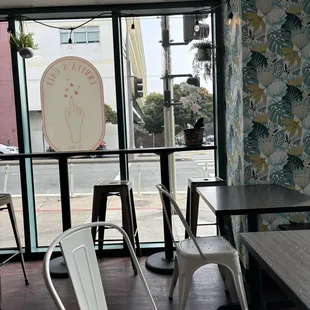 empty tables and chairs