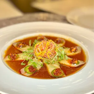 Hamachi Carpaccio - ok fish, but flavor was excellent.