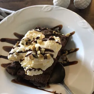 Warm brownie with ice cream