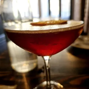 Fiscally Irresponsible- Bourbon, punt e mes, maraschino, cynar, cinnamon, and orange. $15. Excellent cocktail. Would recommend