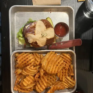 "Big Mac" burger and waffle fries