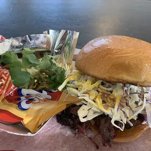 Frito pie and Beef Cheek Sammy!