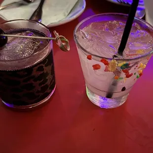 two drinks on a table
