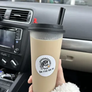 brown sugar milk tea with tapioca pearls
