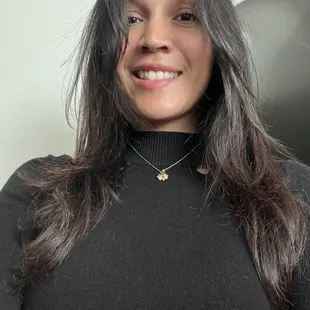 After Curtain bangs and trim with hair treatment