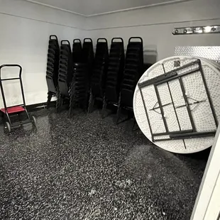 Back room with chairs and tables