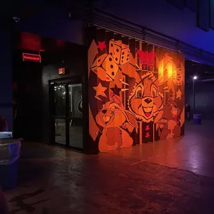 a brightly lit entrance