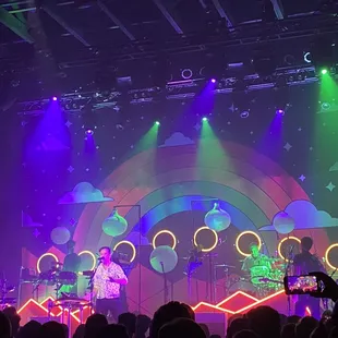 a band performing on stage