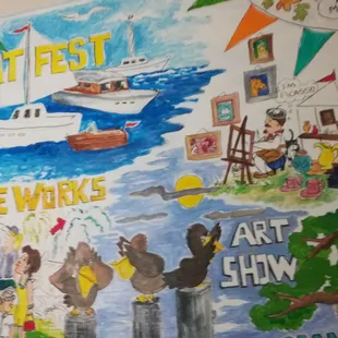 Mural on restroom walls