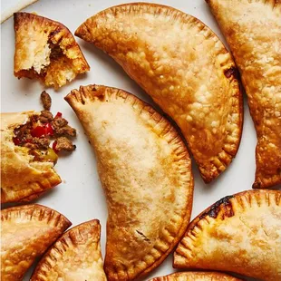 Our Epamnada Fillings are Unique and Flavorful! Buffalo &amp; Jerk Chicken, Cheese Burger, Spinach &amp; Feta &amp; Dessert Fillings too!!