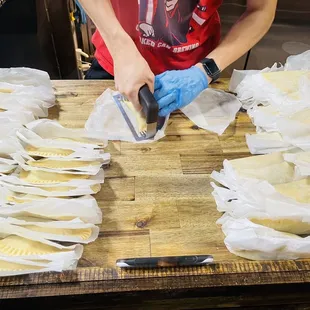 He had this nifty little gadget to crimp the edges to seal the empanada