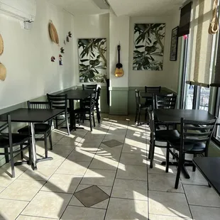 empty tables and chairs