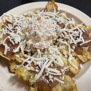 Tostadas de pollo y queso