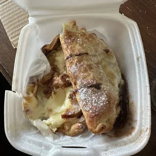 Pineapple and cream cheese (?) and Nutella walnut empanada (broken dough seal).