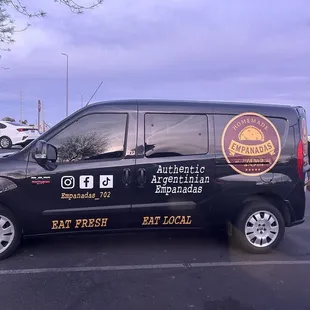 a van parked in a parking lot