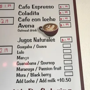a menu