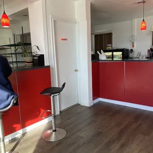 a kitchen and living room